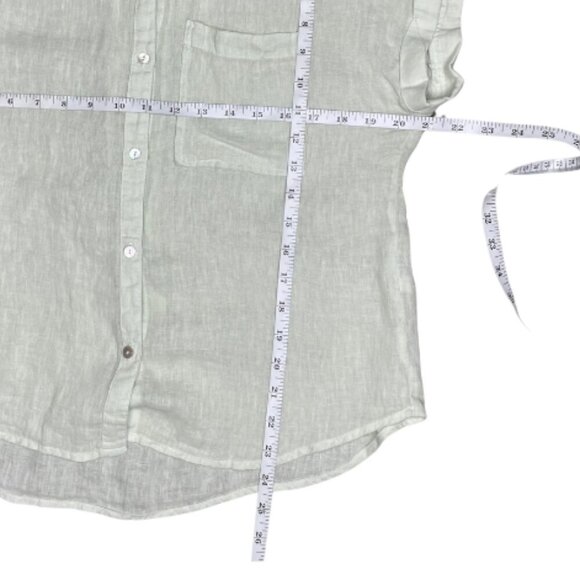 Bella Dahl Cuffed Short Sleeve Linen Button-Up Back Box Pleat Shirt Size Small - Picture 3 of 5